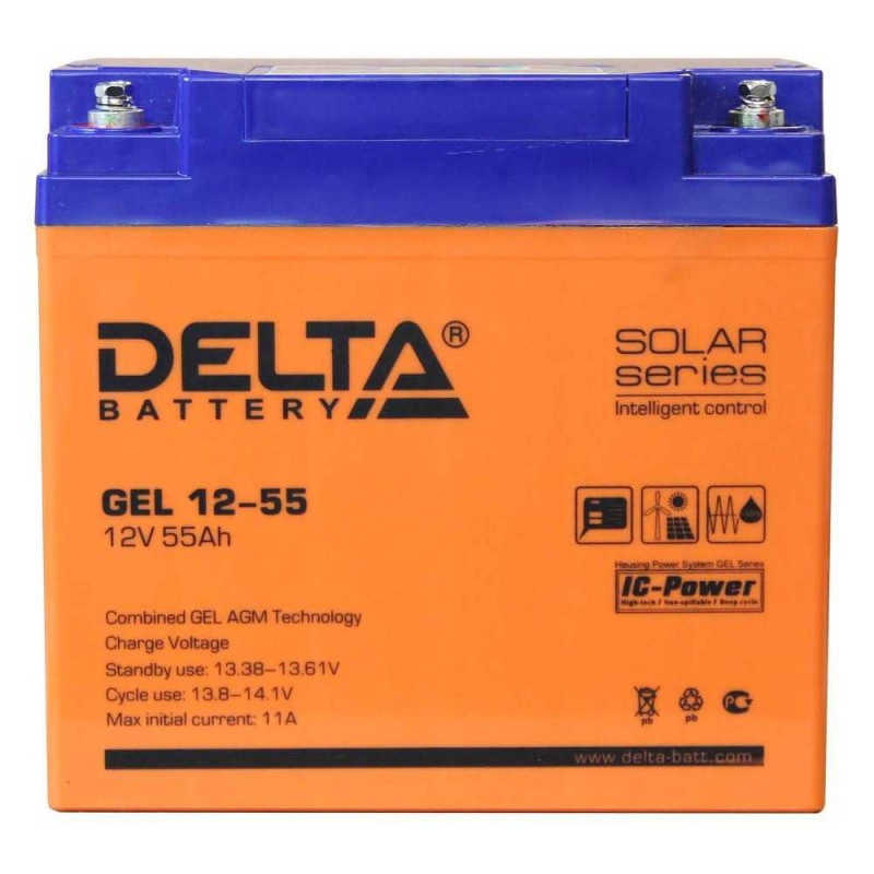 Аккумулятор гелевый Delta GEL 12-55 